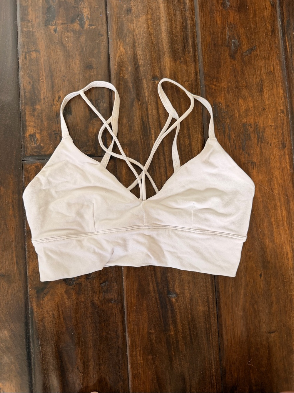 ALO Yoga White Strappy Bralette with Crisscross Back